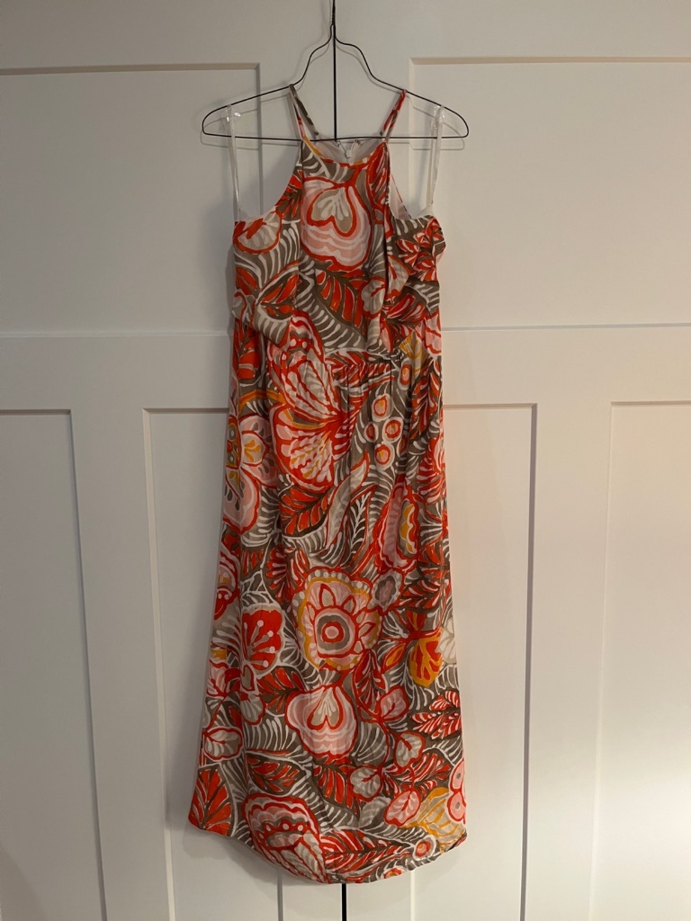 LOFT Coral and Pink Floral Maxi Dress
